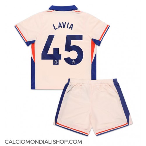 Maglie da calcio Chelsea Romeo Lavia #45 Seconda Maglia Bambino 2024-25 Manica Corta (+ Pantaloni corti)